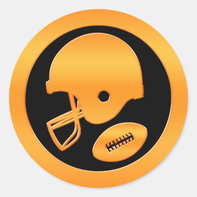 Gold Football Helmet and Ball Classic Round Sticker (Front)
