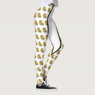 Gold Football Helmet Print Leggings