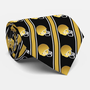 Gold Football Helmet With Gold/White Stripe Tie