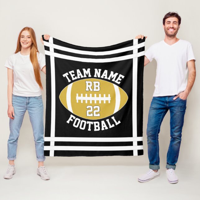Gold Football Team Name, Player Position & Number Fleece Blanket (In Situ)