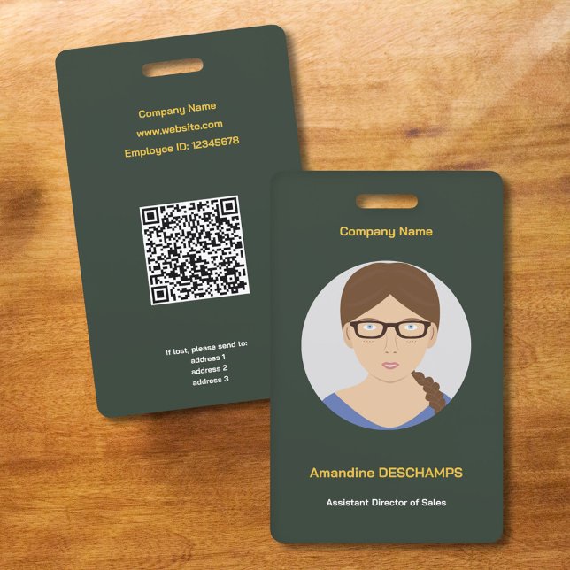 Gold & Forest Green Circle Photo Employee Badge ID Badge (Gold & Forest Green Circle Photo Employee Badge)