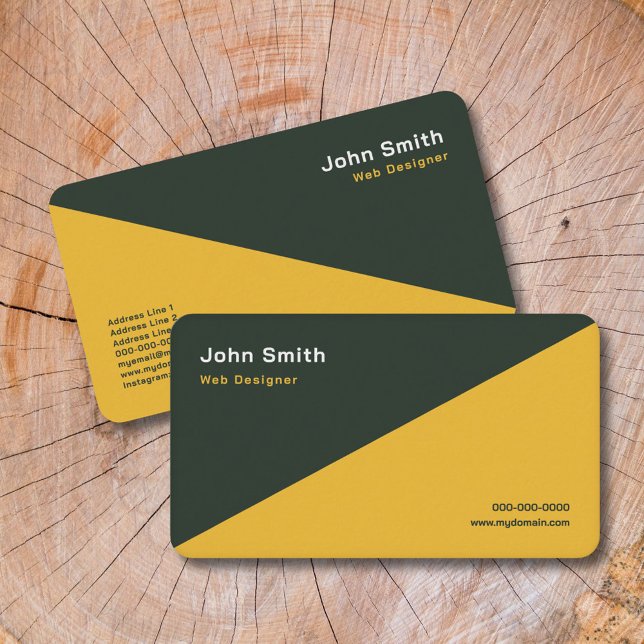 Gold & Forest Green Two Tone Business Card (Gold & Forest Green Two Tone Business Card)