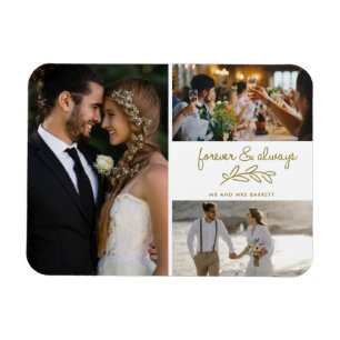 Gold Forever Always Photo Collage Wedding Magnet