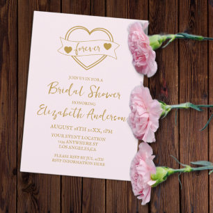 Gold Forever Hearts Bridal Shower Invitation