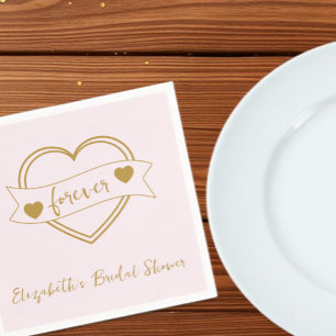 Gold Forever Hearts Bridal Shower Napkin