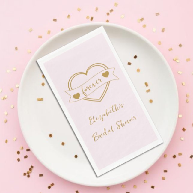 Gold Forever Hearts Bridal Shower Napkin (Creator Uploaded)