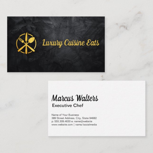 Gold Fork Knife Spoon Business Card (Front/Back)