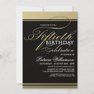 Gold Formal 50th Birthday Invitations