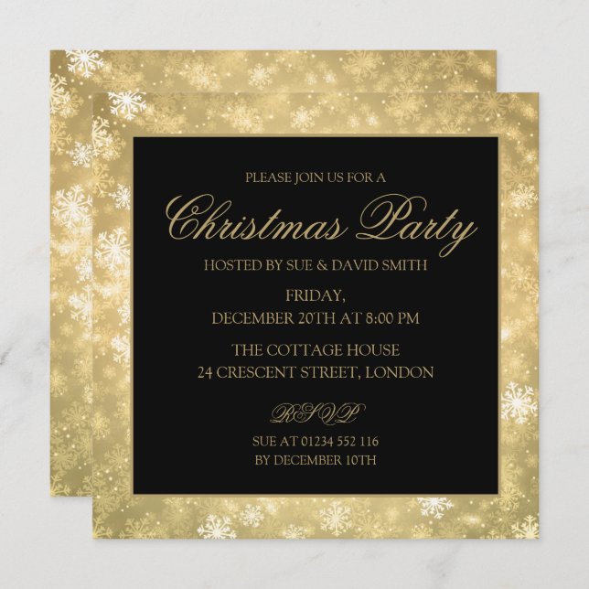 Gold Formal Christmas Corporate Holiday Party Invitation (Front/Back)