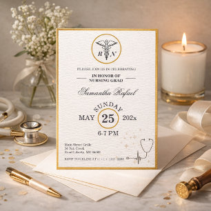 Gold Formal Nursing Graduate Class of 2026 Heart Invitation