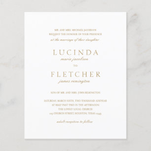 Gold Formal QR Code Budget Wedding Invitation Flyer