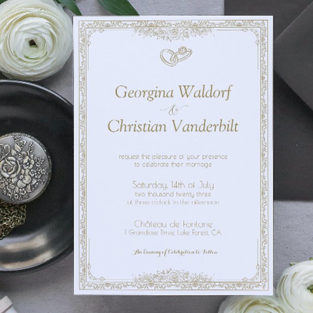 Gold Formal Simple Minimalist Wedding Invitation (Creator Uploaded)