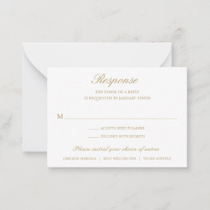 Gold Formal Traditional Wedding Mini RSVP Card