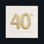 Gold Forty 40th Birthday Balloon Party Napkin<br><div class="desc">Celebrate in Style with Our Gold Confetti Forty 40th Birthday Balloon Napkins! Make your milestone birthday shimmer with our Gold Forty 40th Birthday Balloon napkins! These elegant napkins feature a festive design with a gold confetti "40" birthday balloon, perfect for marking this special occasion. Crafted from high-quality, soft paper, they’re...</div>