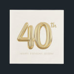 Gold Forty 40th Birthday Balloon Party Napkin<br><div class="desc">Celebrate in Style with Our Gold Confetti Forty 40th Birthday Balloon Napkins! Make your milestone birthday shimmer with our Gold Forty 40th Birthday Balloon napkins! These elegant napkins feature a festive design with a gold confetti "40" birthday balloon, perfect for marking this special occasion. Crafted from high-quality, soft paper, they’re...</div>