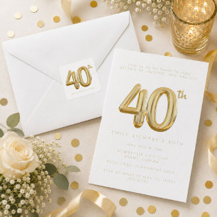 Gold Forty 40th Birthday Balloon Party Square Sticker