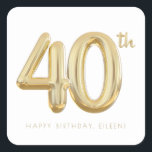 Gold Forty 40th Birthday Balloon Party Square Sticker<br><div class="desc">Celebrate in Style with Our Gold Confetti Forty 40th Birthday Party stickers! Celebrate the fabulous forties with our Gold Forty 40th Birthday Balloon Party Square Sticker! Perfect for adding a touch of elegance and sparkle to your milestone celebration, this sticker features a gold "40" balloon design. Whether you're planning a...</div>