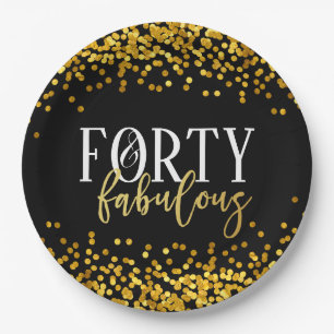 Gold Forty and Fabulous Birthday Party Plates