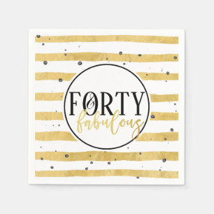 Gold Forty & Fabulous 40th Birthday Party Napkins