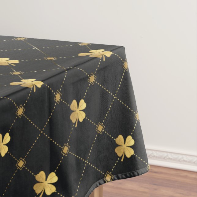 Gold Four Leaf Clover Tablecloth (In Situ)