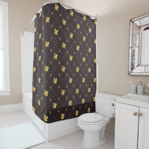 Gold Four Leaf Shower Curtain