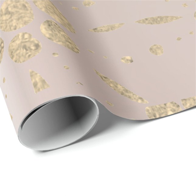 Gold Foxier Oriental Floral Confetti Pearly Blush Wrapping Paper (Roll Corner)