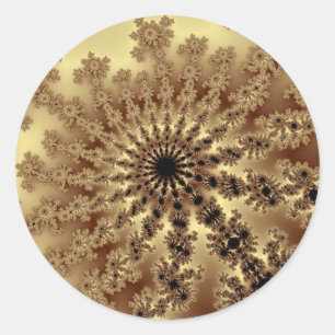 Gold Fractal Burst Classic Round Sticker