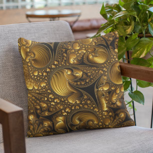 Gold Fractal Metallic Look Cushion