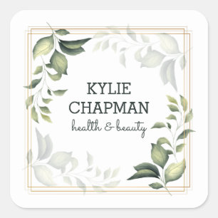 Gold Frame And Leaves Square Sticker