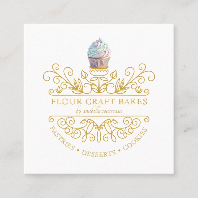 Gold Frame Bakery Baker's Logo Business Card (Front)