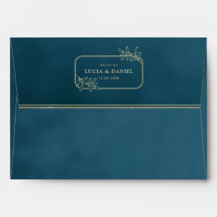 Gold Frame & Blue Indigo Velvet Wedding Envelope