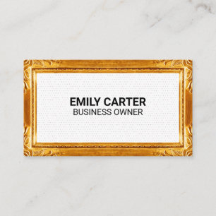 Gold Frame Border Boho Dot Pattern Business Card