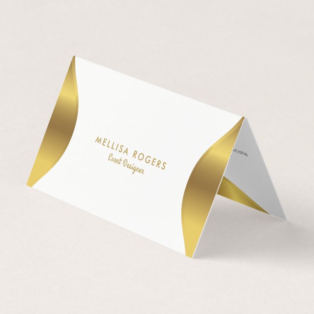 Gold frame border on white business card (Front)
