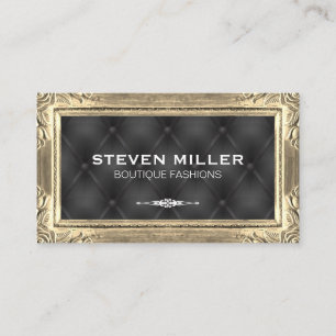 Gold Frame Borders   Black Upholstered Padding Business Card
