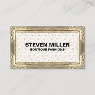 Gold Frame Borders   Glitter Chic Polka Dots Business Card