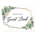 Gold Frame Eucalyptus Wedding Guest Book sign