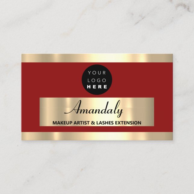  Gold Frame Fashion Beautique Shop Burgundy Maroon Business Card (Front)