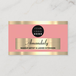 Gold Frame Fashion Beautique Shop Coral Powder Business Card