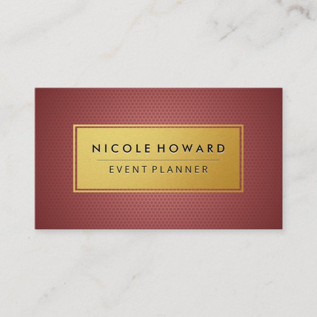 Gold Frame Geometric Pattern Business Card (Front)