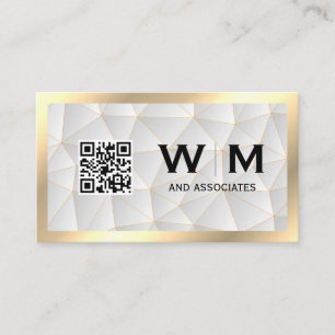 Gold Frame Geometric qr barcode Business Card