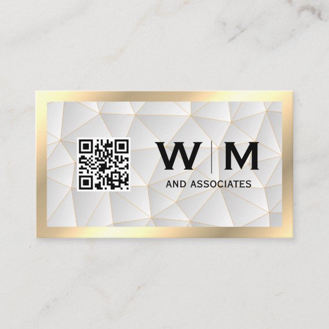 Gold Frame | Geometric | qr barcode Business Card (Front)