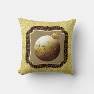 Gold Frame Glass Ornament Gold Faux Glitter Cushion