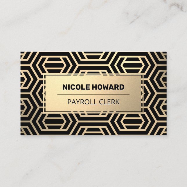 Gold Frame | Gold Metallic Pattern Business Card (Front)