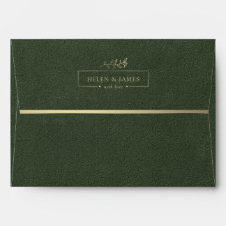 Gold Frame & Green Texture Wedding Envelope
