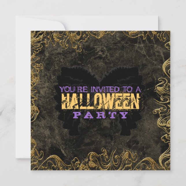 Gold Frame Halloween Invitations (Front)