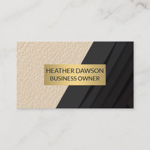 Gold Frame Leather Black Panels Business Card