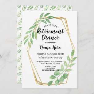 Gold Frame Leaves Retirement Party Retired Invite
