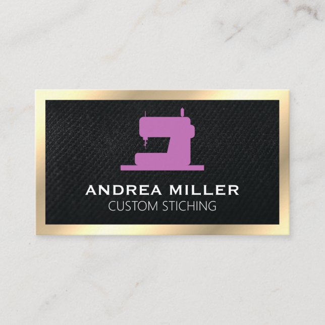 Gold Frame | Manufacture Sewing Machine Logo Business Card (Front)