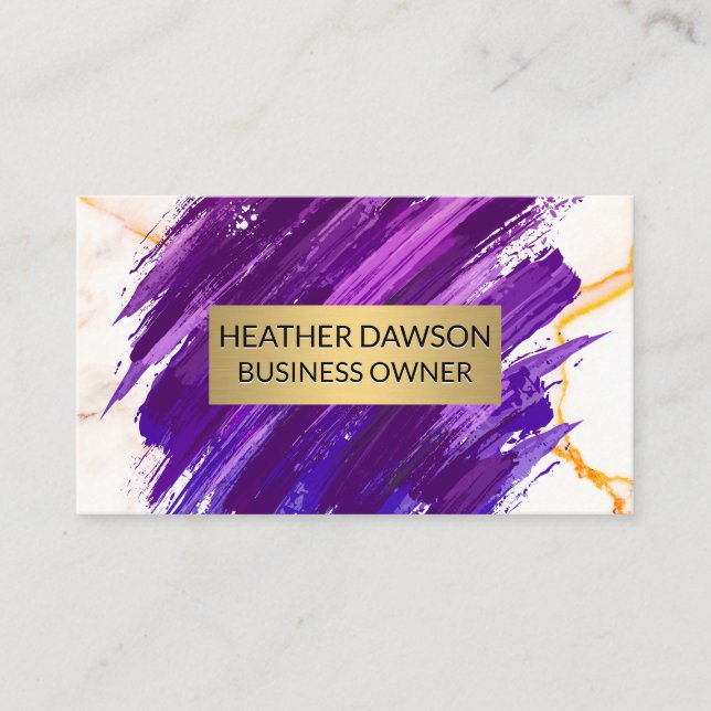 Gold Frame | Marble | Paint Brushed Business Card (Front)