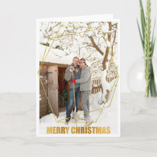 Gold Frame Merry Christmas Personalised Photo Card